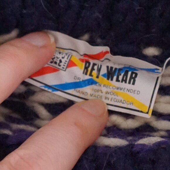 VTG '80S Rey Wear Purple Maroon Wool Cottagecore Chunky Knit Crewneck Sweater XL - Picture 4 of 12